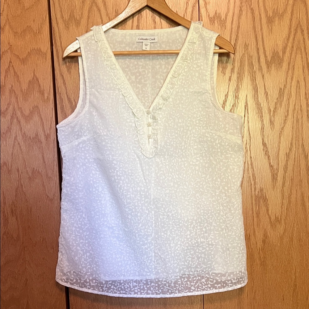 Coldwater Creek Ivory Textured Blouse